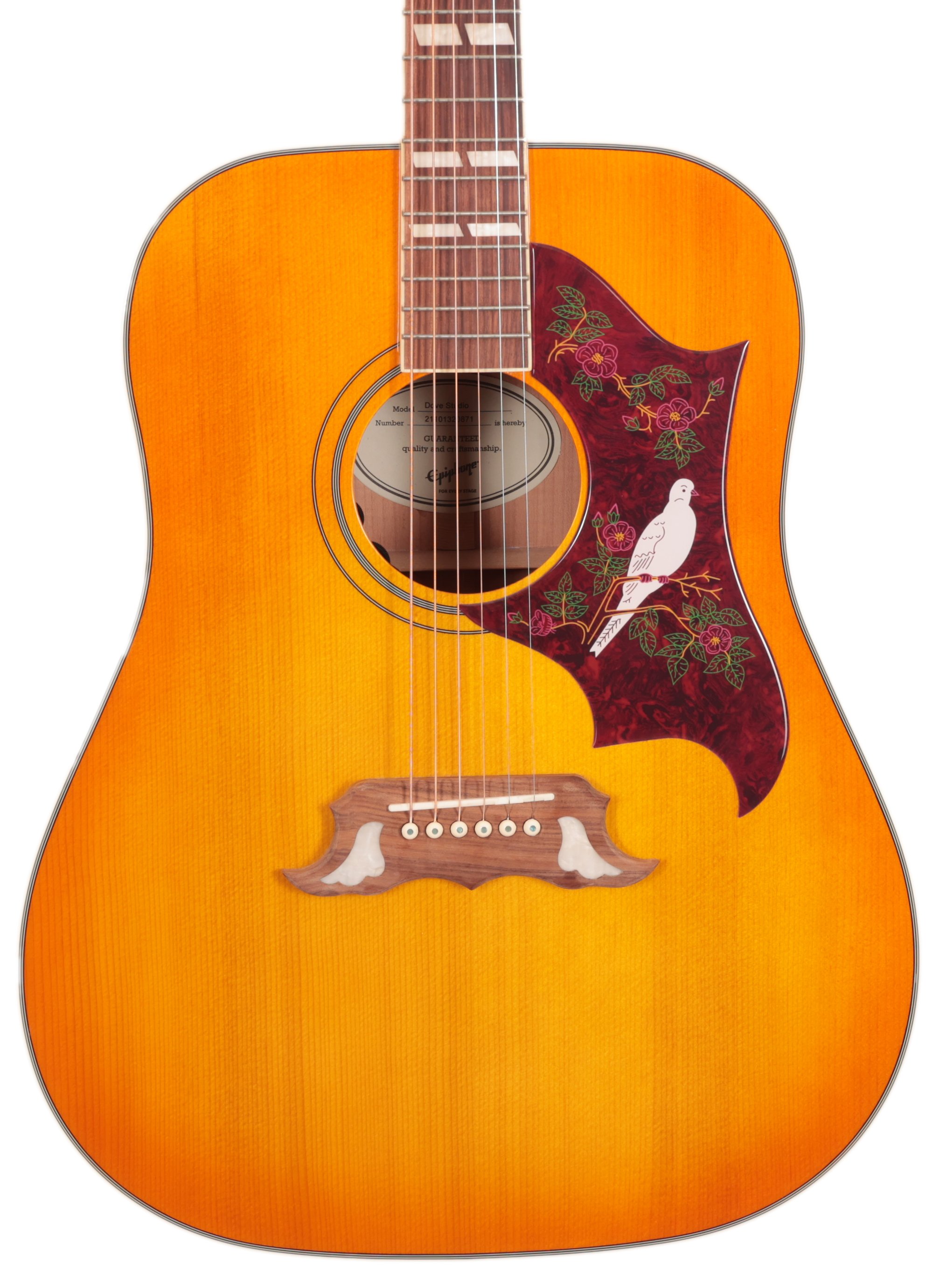 Second Hand Epiphone Dove Studio Electro Acoustic Guitar in Violinburst